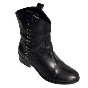 JOHNSON & MURPHY Black Leather Western Ankle Boots With Studded Details Size 6